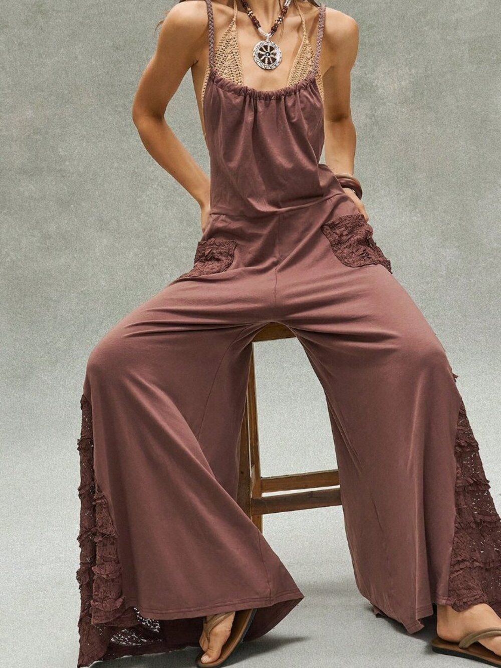 Multicolor Casual Women's Knit Jumpsuit - Picture 7 of 7